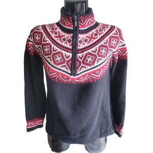Northern Reflections Nordic Fair Isle Pattern Quarter-Zip Knit Sweater M